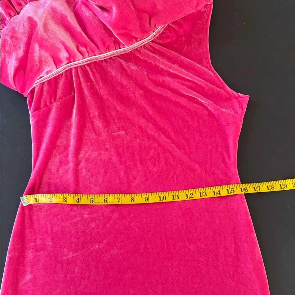 Pink Velvet Off Shoulder Abstract Dress - Picture 10 of 15